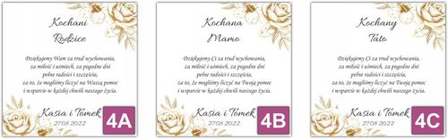 Podziękowania dla Rodziców Dziadków Chrzestnych na ślub wesele na Arena.pl