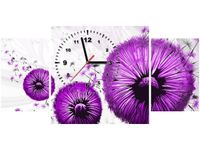 60CM 40CM ZEGAR OBRAZ FIOLETOWE DMUCHAWCE DRUK PŁÓTNO RAMA