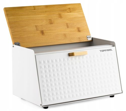 DUŻY CHLEBAK METALOWY Z DESKĄ POJEMNIK NA PIECZYWO CHLEB BIAŁY BAMBUSOWY na Arena.pl