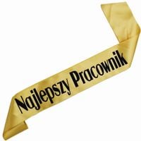 Najlepszy Pracownik - złota szarfa z czarnym nadrukiem