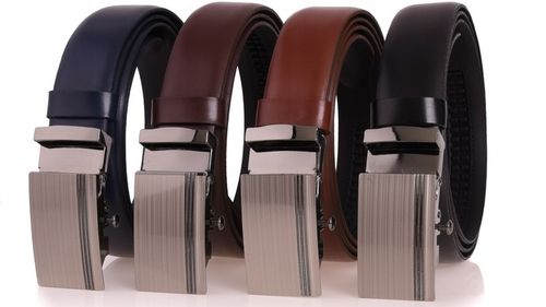 SKÓRZANY Pasek Męski AUTOMAT 3,2cm Garnitur c.BRĄZ na Arena.pl