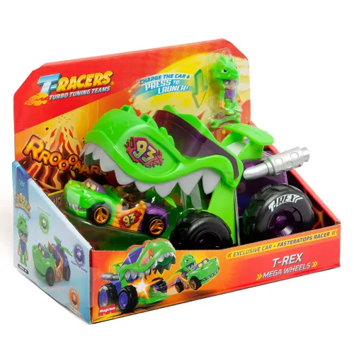 T-Racers. Mega Wheels T-Rex, pojazd i figurka na Arena.pl