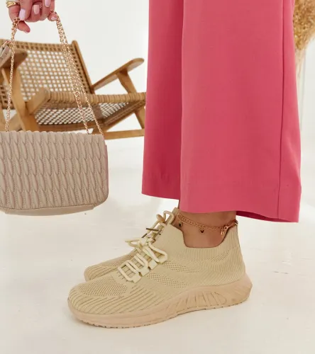 Beżowe materiałowe sneakersy Ornella 40 na Arena.pl