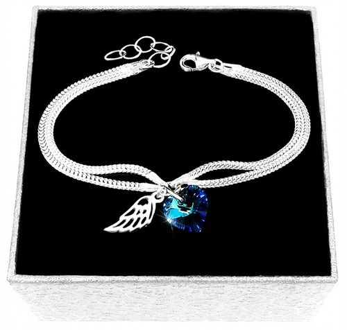 BRANSOLETKA SREBRNA SKRZYDŁO ANIOŁA SERCE SWAROVSKI SREBRO PRÓBY 925 na Arena.pl