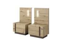 Nowoczesny Stolik Nocny 2 szt CARO z oświetleniem dąb artisan