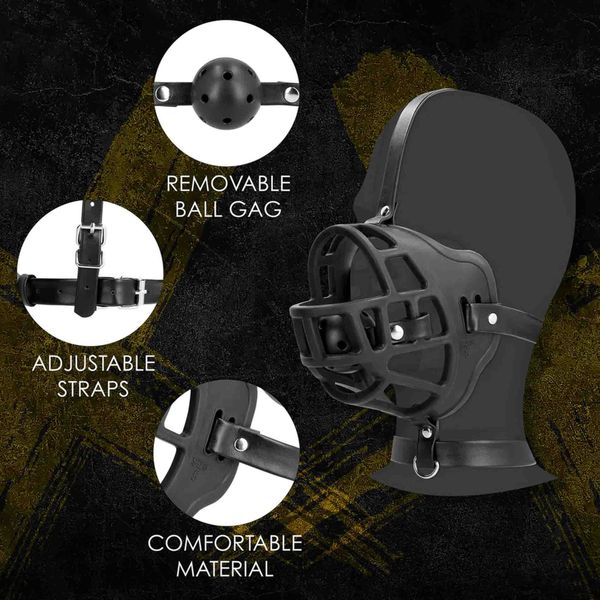 Muzzle With Removable Ball Gag - Black zdjęcie 2