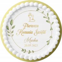 OPŁATEK NA TORT 20CM - NA PIERWSZĄ KOMUNIE ŚWIĘTĄ OKRĄGŁY 16CM 18CM + IMIĘ