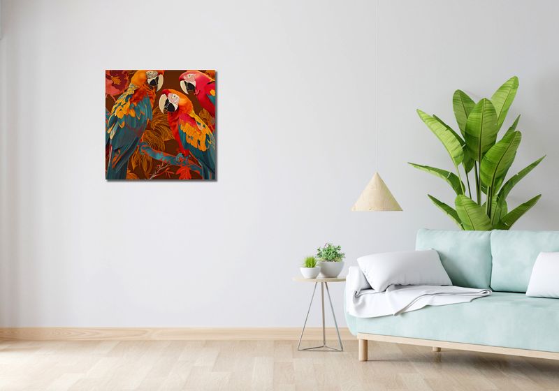 Obraz 60x60cm Kolorowe Ary zdjęcie 2