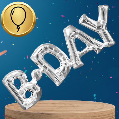 balon foliowy ogromny napis b-day srebrny urodziny 66 cm x 22 cm na Arena.pl