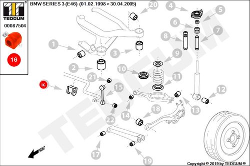 BMW 3 E46 PU TULEJA STABILIZATORA TYL E46 98-05 na Arena.pl