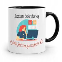 Kubek Czarny Prezent Dla Sekretarki Jestem Z Nadrukiem Ze Zdjęciem