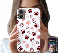 ETUI DO MOTOROLA EDGE 30 NEO - PSIE ŁAPKI NA BIAŁYM TLE, PIES, KOT, MIŚ
