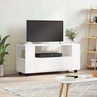 Szafka pod TV, biała, 102x34,5x43 cm, materiał drewnopochodny