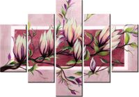 70 100CM OBRAZ 5 ELEM SŁODYCZ MAGNOLII PUDROWYM RÓŻU DRUK PŁÓTNO