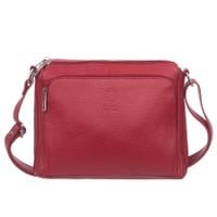 VERA PELLE torebka damska skórzana listonoszka z paskiem V535 c.czerwona