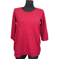 Damska Koszulka na Długi Rękaw Bawełniana Wygodna Czerwona Rozmiar M