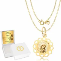 ZŁOTY MEDALIK ŁAŃCUSZEK 585 CHRZEST KOMUNIA GRAWER