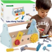 TOOKY TOY Drewniana Skrzynka z Narzędziami Zestaw 18 el.