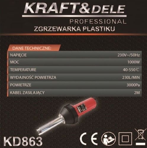 Zgrzewarka do plastiku 1000W / 230V KD863 na Arena.pl