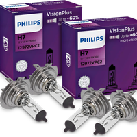 2X KOMPLET ŻARÓWEK (4szt.) PHILIPS H7 VISIONPLUS +60% MOCNE ŻARÓWKI DO AUTA