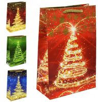 TOREBKI prezentowe ŚWIĄTECZNE laminowane zestaw 10 szt. Choinka 16x7x24cm