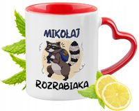 Kubek Czerwony Z Uszkiem W Kształcie Serca Dla Mikołaja Na Prezent