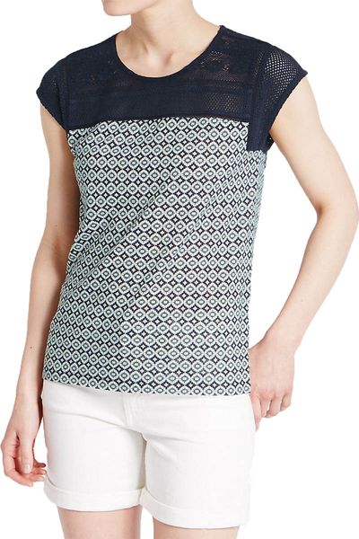 M&amp;S Bluzka Geometryczne Wzory, Koronka - 36 / S zdjęcie 2