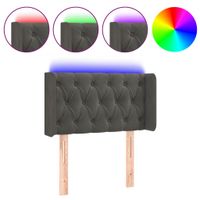 Zagłówek do łóżka z LED, ciemnoszary, 83x16x78/88 cm, aksamit