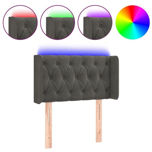 Zagłówek do łóżka z LED, ciemnoszary, 83x16x78/88 cm, aksamit na Arena.pl