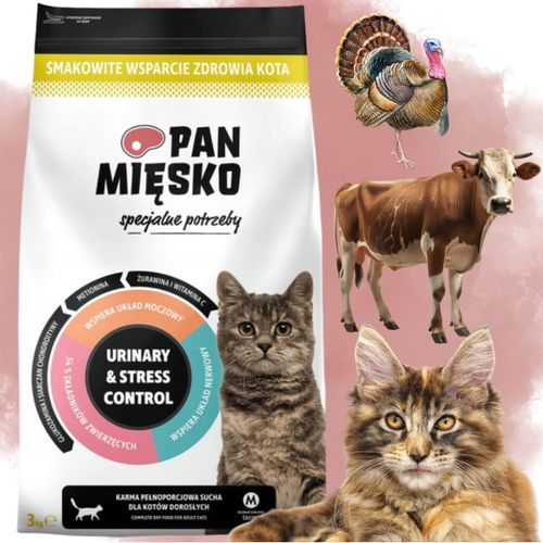 sucha karma dla kota pan miesko urinary & stres control 3 kg indyk wołowina na Arena.pl