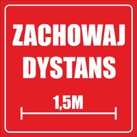 NAKLEJKA ostrzegawcza maseczki zachowaj dystans