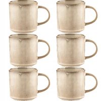 6 X Kubek 330 ML SERWIS KAWOWY RETRO EVIA Z UCHEM PORCELANA DO KAWY HERBATY
