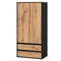 Szafa Loft Nowoczesna Garderoba Hugo Drążek Do Sypialni Czarny Dąb Wotan