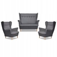 Zestaw wypoczynkowy ARI DUO sofa fotele Family Meble szaro - szary