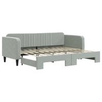 Sofa rozsuwana, jasnoszara, 80x200 cm, aksamit