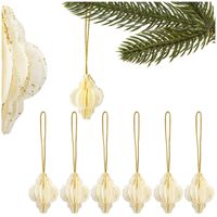 Papierowe bombki 6 szt. zawieszki choinkowe ozdoby świąteczne 4 cm rozkładane białe