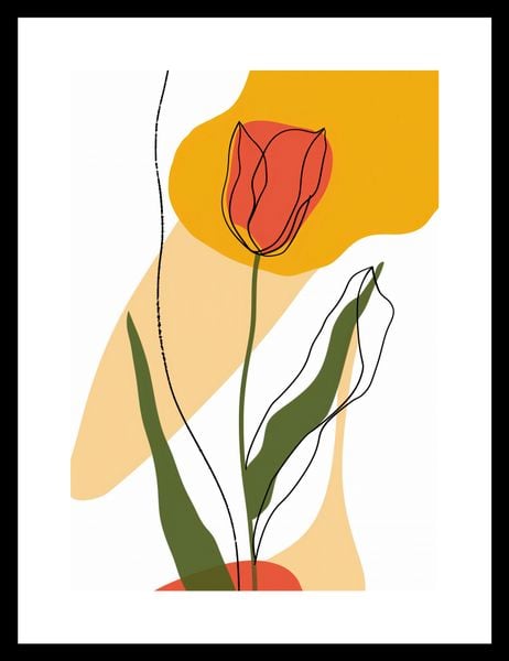 Plakat 21x29,7cm Przerysowany Tulipan zdjęcie 3
