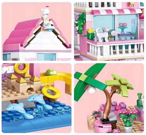 Zestaw Klocków Dla Dziewczynek Letnia Willa Na Plaży Klocki Różowy Domek 01 na Arena.pl