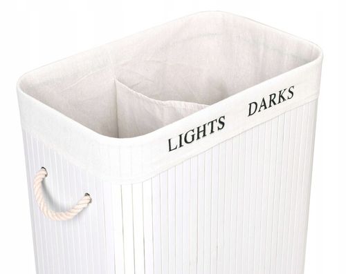 KOSZ BAMBUSOWY NA PRANIE BIELIZNĘ DWUKOMOROWY POJEMNIK Z PODZIAŁEM 100L na Arena.pl