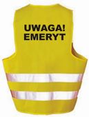 Kamizelka odblaskowa imprezowa UWAGA EMERYT