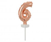 balon foliowy b&c 13 cm na patyczku "cyfra 6" różowo-złota  bc-5rz6