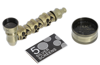 Zestaw Lufka Metalowa z Młynkiem i Sitkami Czaszka D&K Stare Złoto