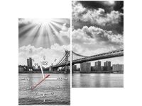 60X60CM ZEGAR BROOKLYN NOWY JORK OBRAZ DREWNO ŚCIAN KWADRAT