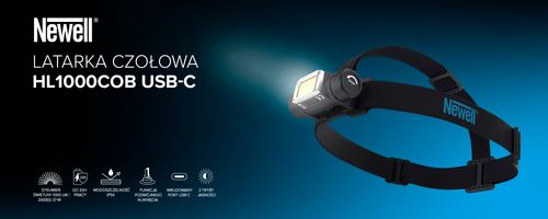 Latarka czołowa Newell  HL1000COB USB-C na Arena.pl