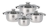 ZESTAW 4 GARNKÓW MG HOME VERSO STALOWE KOMPLET 8 ELEMENTÓW INOX INDUKCJA