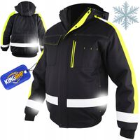 OCIEPLANA Kurtka BOMBERKA robocza ZIMOWA męska z kapturem ODBLASKOWA bhp OC