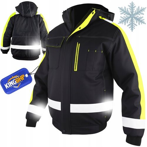 OCIEPLANA Kurtka BOMBERKA robocza ZIMOWA męska z kapturem ODBLASKOWA bhp OC na Arena.pl