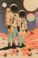 Plakat 53x81cm Astrounauci Kosmonauci