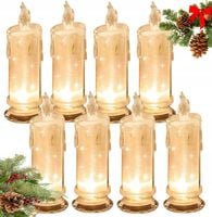 8 X ŚWIECZKA ELEKTRYCZNA 15CM WKŁAD LEDDO ZNICZY ŚWIECA BROKATOWA + Baterie