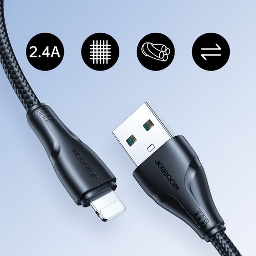 kabel przewód do iphone usb - lightning 2.4a 0.25m czarny na Arena.pl